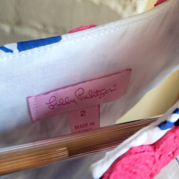 Lilly Pulitzer Blue White Floral Shift Dress Size 2 - Picture 2 of 5